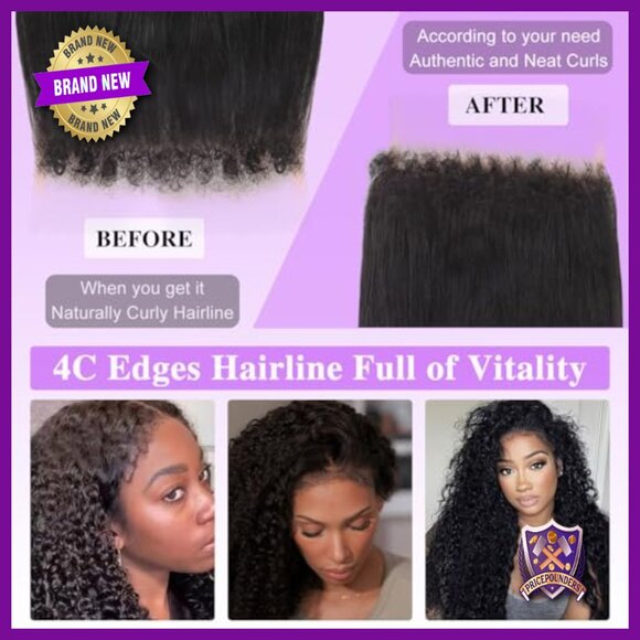13x6 HD Lace Front Human Hair Wig 250% Density Curly Edges 24 Inch main image 4